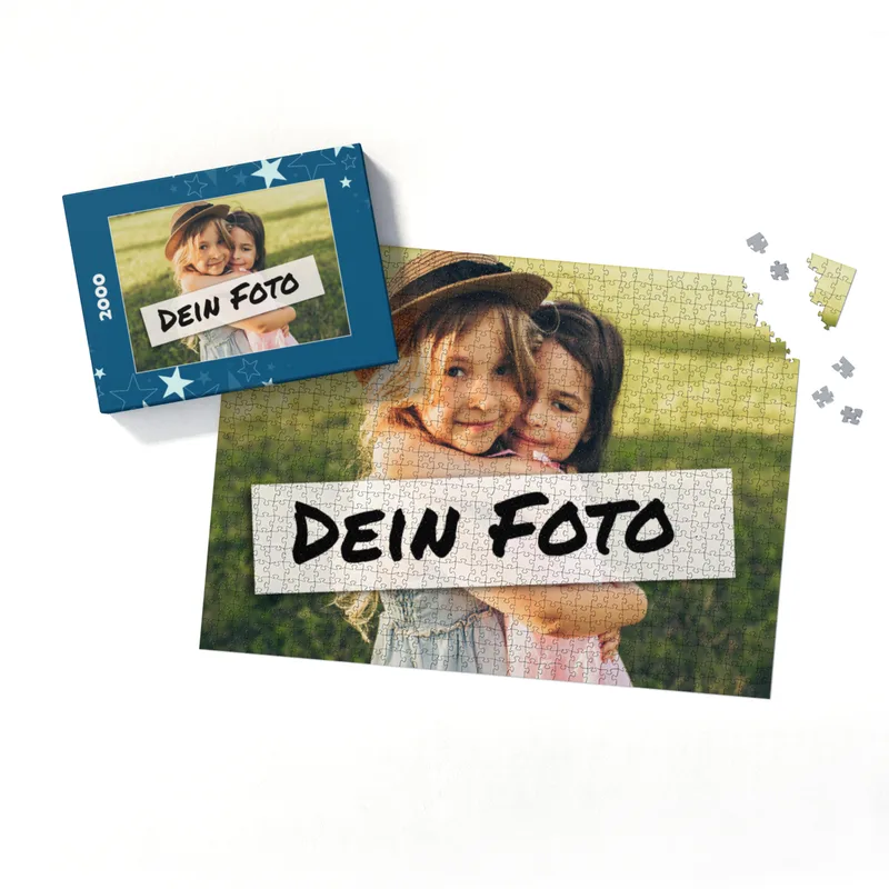 Fotopuzzle mit eigenem Bild - Puzzle selbst gestalten 2000 Teile - Schachtel Sterne - mit Foto personalisiert - Geschenk Weihnachten