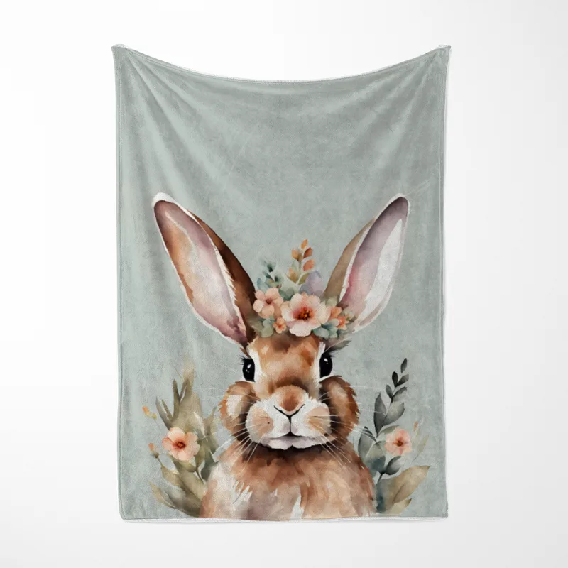 Wohndecke Hase mit Blümchen
