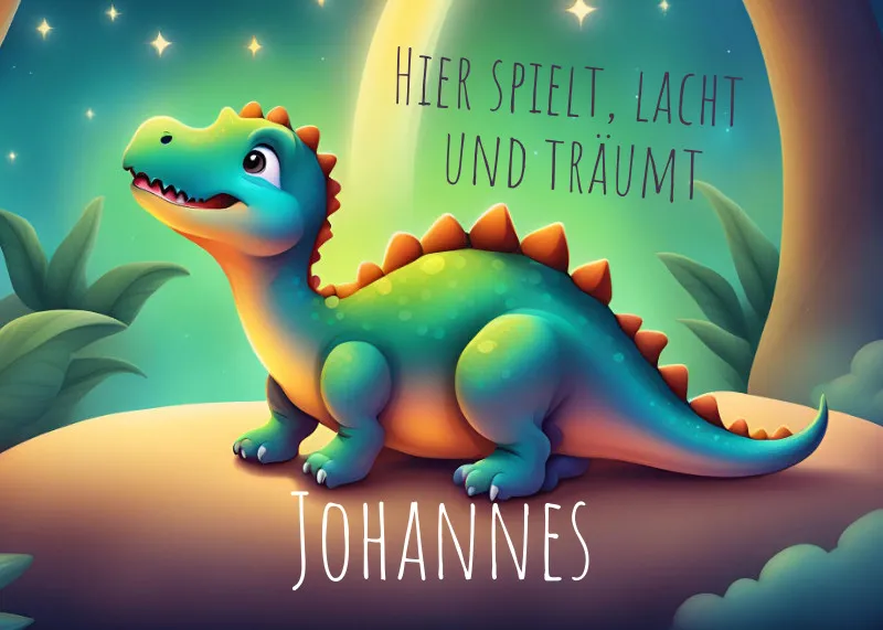 Fußmatte Dino mit Namen personalisiert - Kinderzimmer