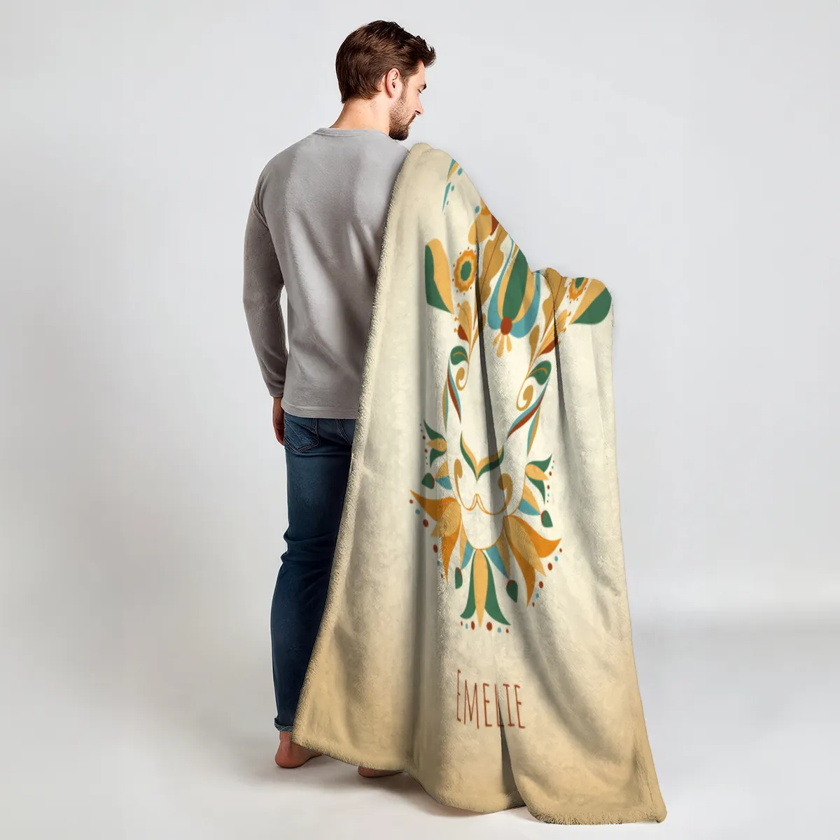 Sternzeichen Wohndecke Wassermann floral mit Namen personalisierbar