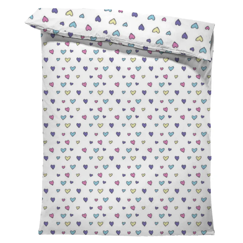 Kinderbettwäsche-Set Colorful Hearts Mikrofaser