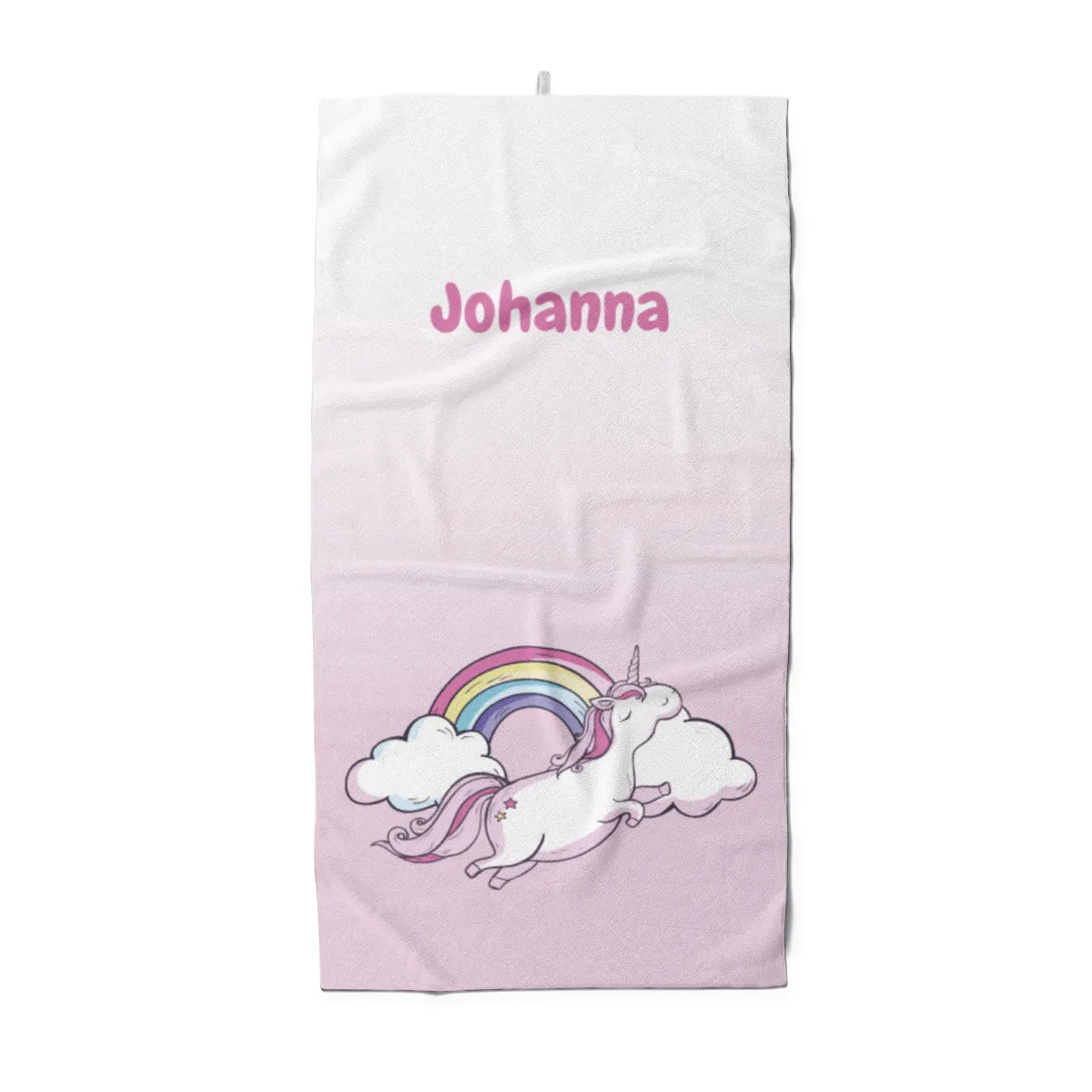 Duschtuch mit Namen personalisierbar - personalisiertes Namens-Duschtuch mit Wunschtext - Einhornwolken