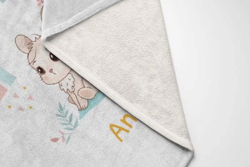Babydecke Häschen mit Regenbogen - mit Namen personalisierbar Hase 75 x 100 cm