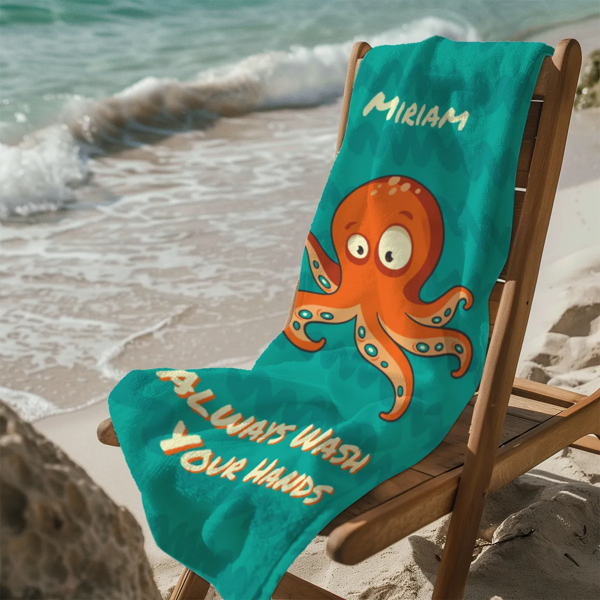 Duschtuch mit Namen personalisierbar - personalisiertes Namens-Duschtuch mit Wunschtext - Krake Always