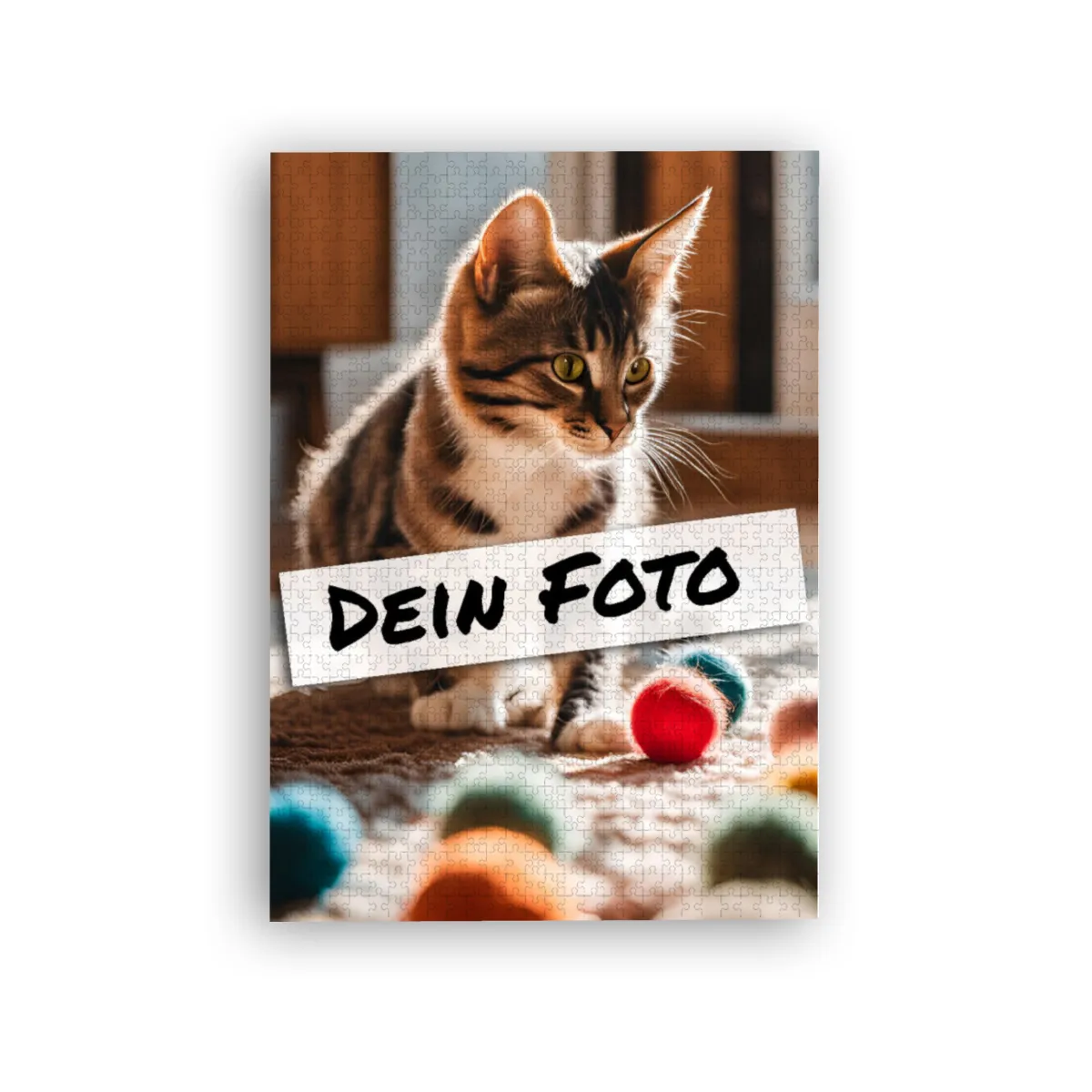 Fotopuzzle mit eigenem Bild - Puzzle selbst gestalten 1000 Teile - Schachtel Meow - mit Foto personalisiert - Geschenk Katzenfans Meow 1000 Teile Quer