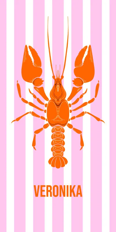 Badetuch blau gestreift mit Hummer - mit Namen personalisierbar - personalisiertes Namens-Badetuch - Strandtuch mit Wunschtext - Lobster blau