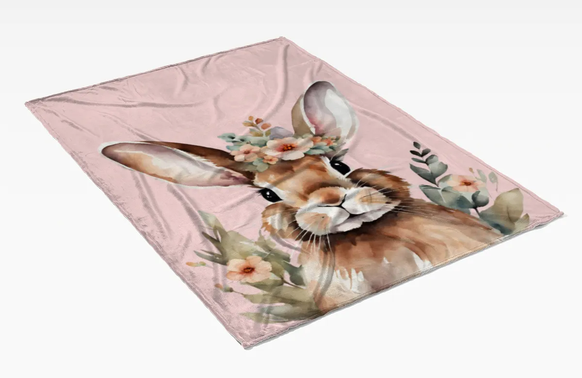 Wohndecke Hase mit Blümchen