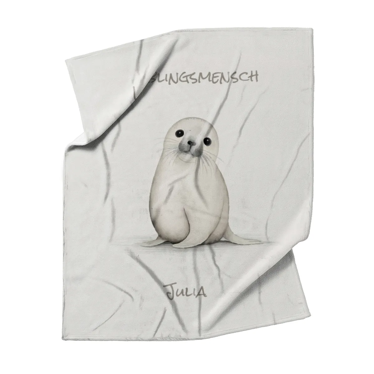 Kuscheldecke Kleine Robbe beige 140 x 200 cm