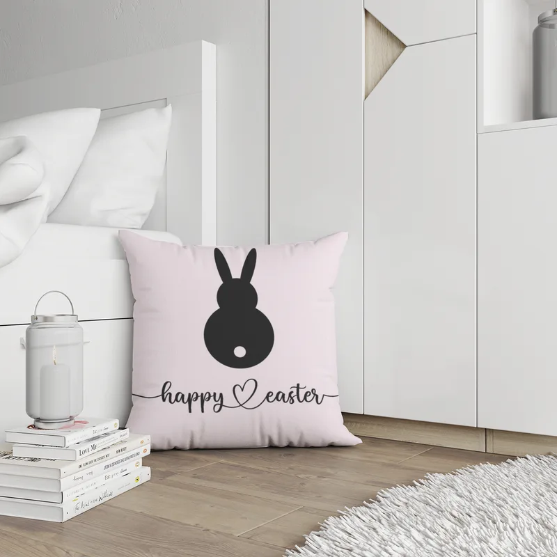 Samtkissenbezug Hase Happy Easter