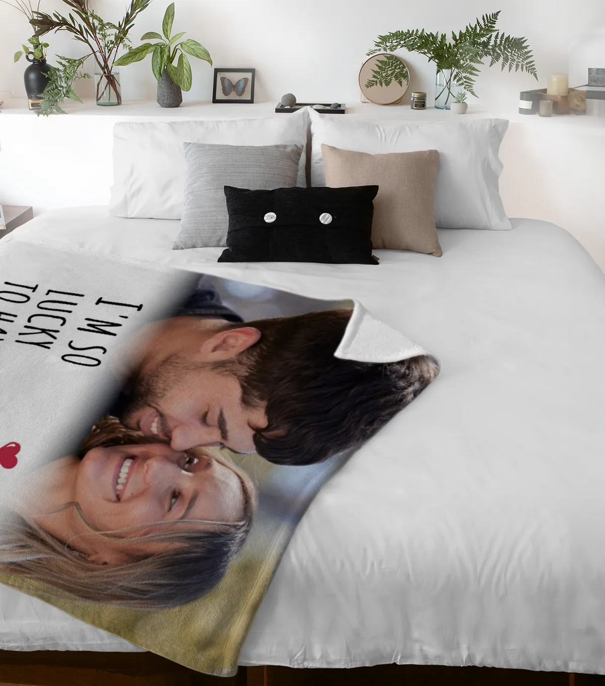 Kuscheldecke So Lucky - mit Foto personalisierbar - Geschenkidee für Verliebte, Valentinstag So Lucky
