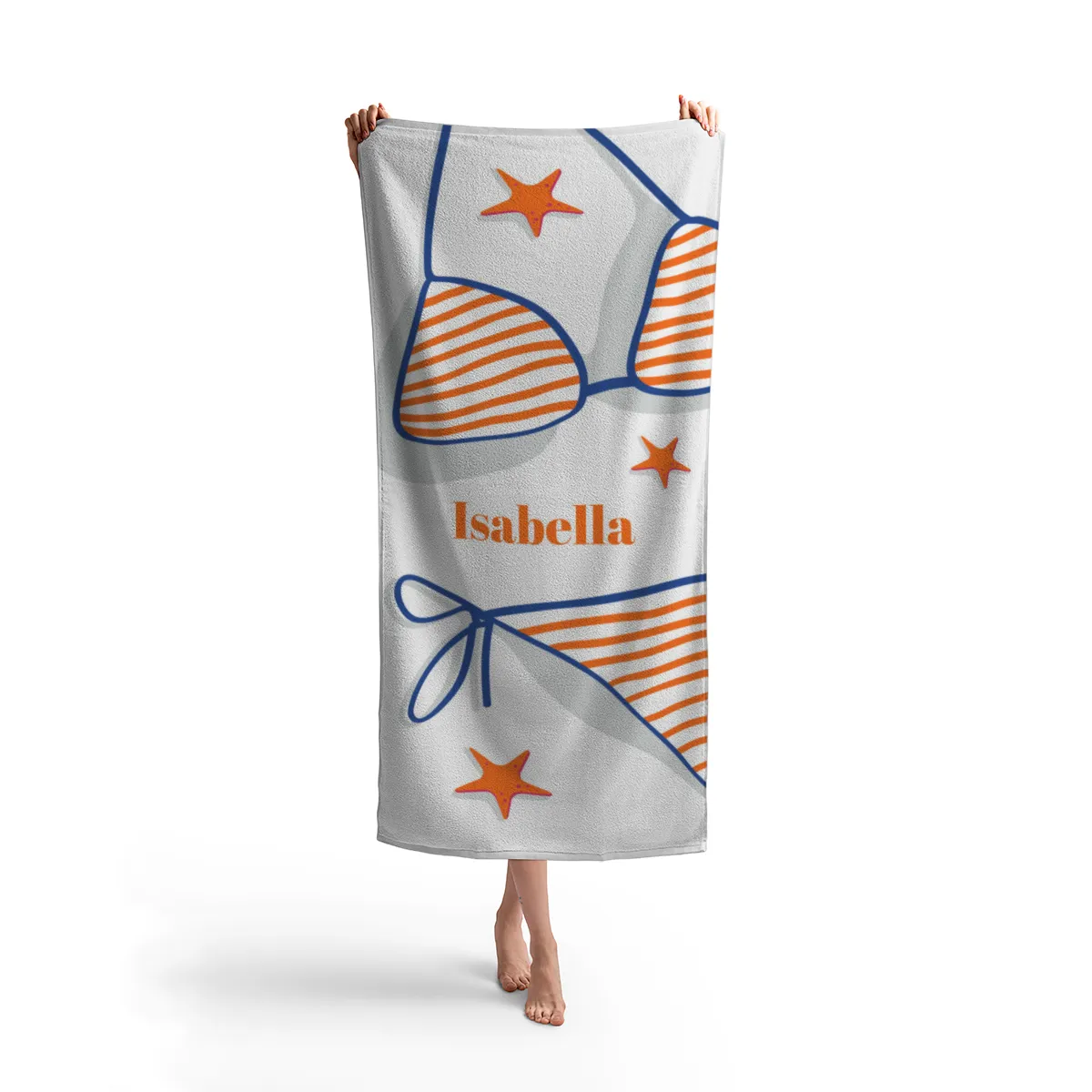Badetuch Sommer - mit Namen personalisierbar - personalisiertes Namens-Badetuch - Strandtuch mit Wunschtext - Bikinitime