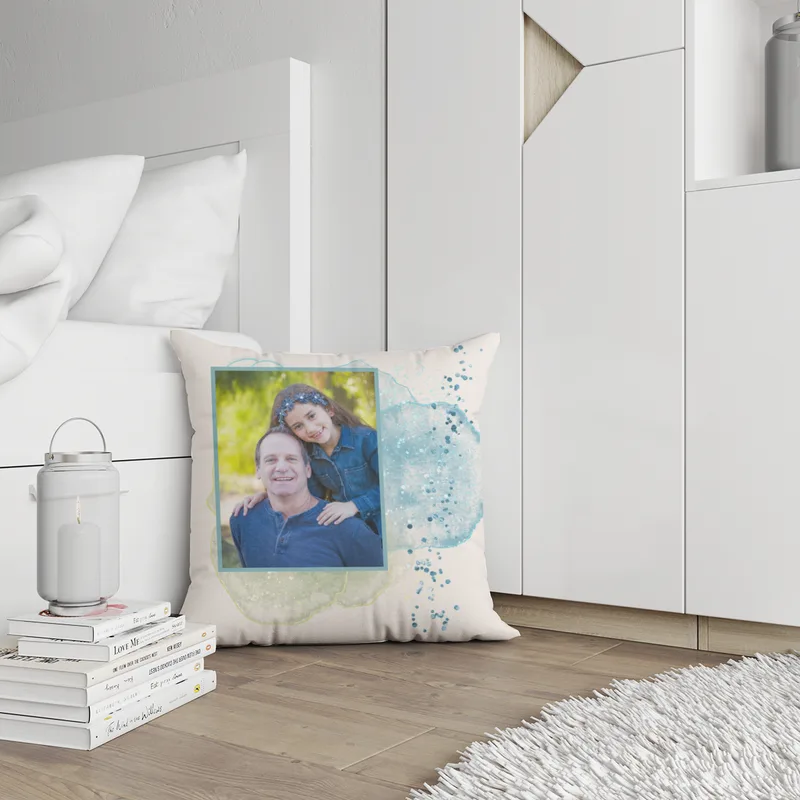 Personalisiertes Fotokissen - Vorderseite mit Foto personalisierbar - Samtkissenbezug Papa Substantiv - Geschenk Vatertag