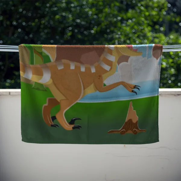 Dinosaurier-Handtuch mit Namen personalisierbar - personalisiertes Namens-Handtuch - Kinderhandtuch mit Wunschtext - Dinowelt
