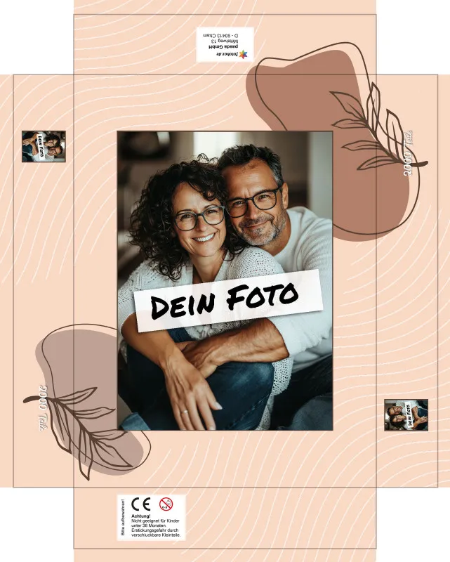 Fotopuzzle mit eigenem Bild - Fotopuzzle selbst gestalten 1000 Teile - Schachtel Herbstblätter - 1000 Teile Puzzle mit Foto - Geschenk Geburtstag Herbstblätter 1000 Teile Quer