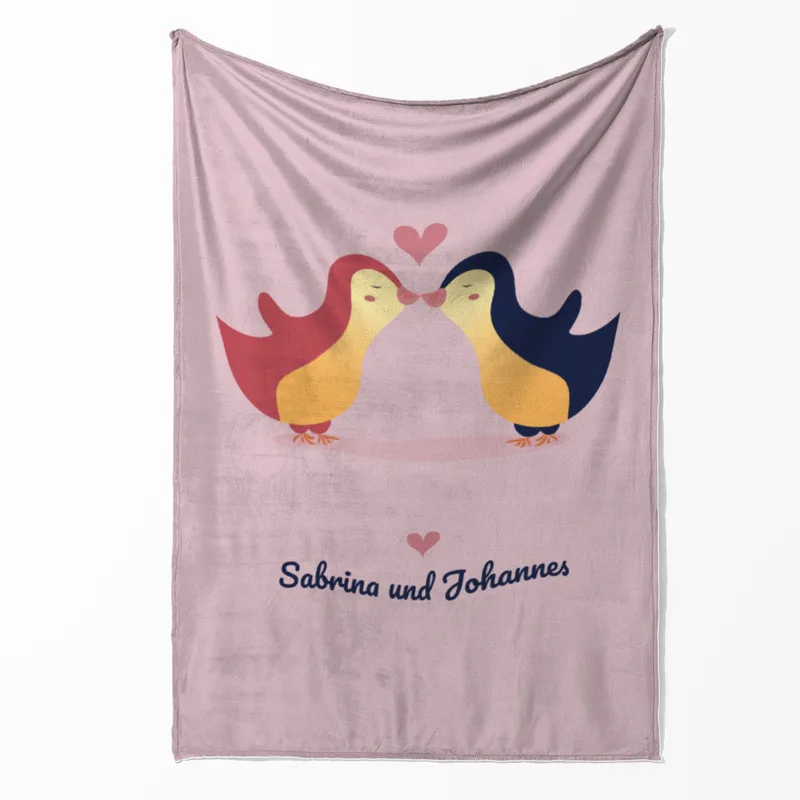 Kuscheldecke Pinguine - mit Namen personalisierbar - Geschenkidee für Verliebte Pinguine multi 140 x 200 cm