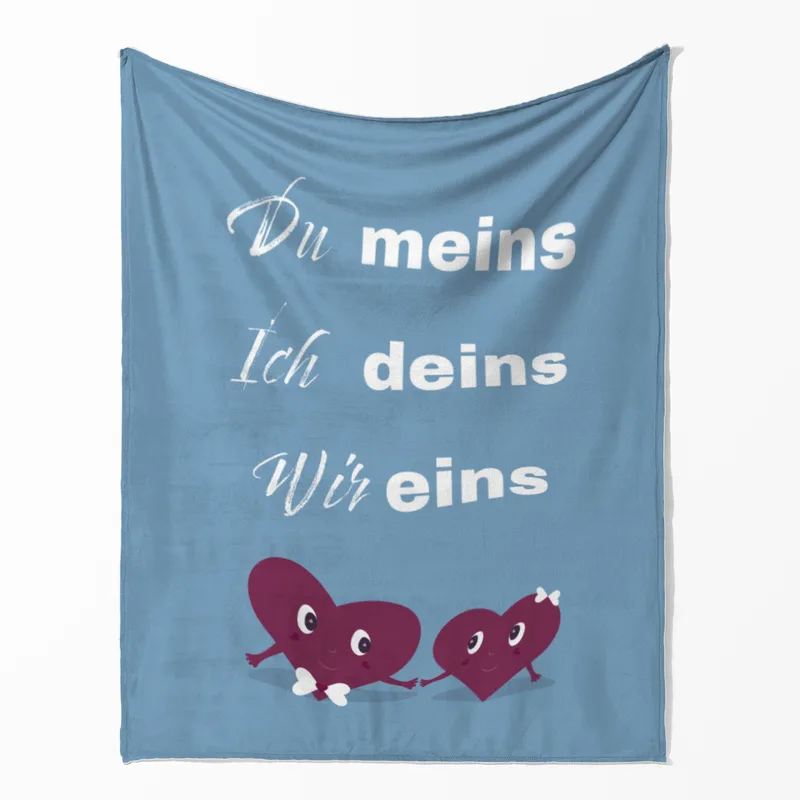 Kuscheldecke Du meins mit Herzen