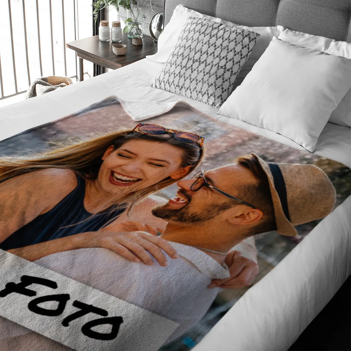 Personalisierte Kuscheldecke mit Foto - personalisierte Fotodecke - Kuscheldecke mit Ihrem Bild - Fotodecke selbst gestalten - Decke Querformat 200 x 140 cm 1 Foto Design 200 x 140 cm