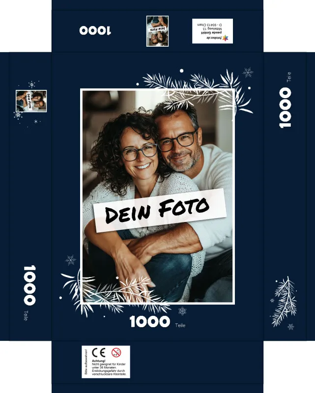 Fotopuzzle mit eigenem Bild - Fotopuzzle selbst gestalten 1000 Teile - Schachtel Weihnachtszweige - 1000 Teile Puzzle mit Foto - Geschenk Weihnachten Weihnachtszweige 1000 Teile Quer