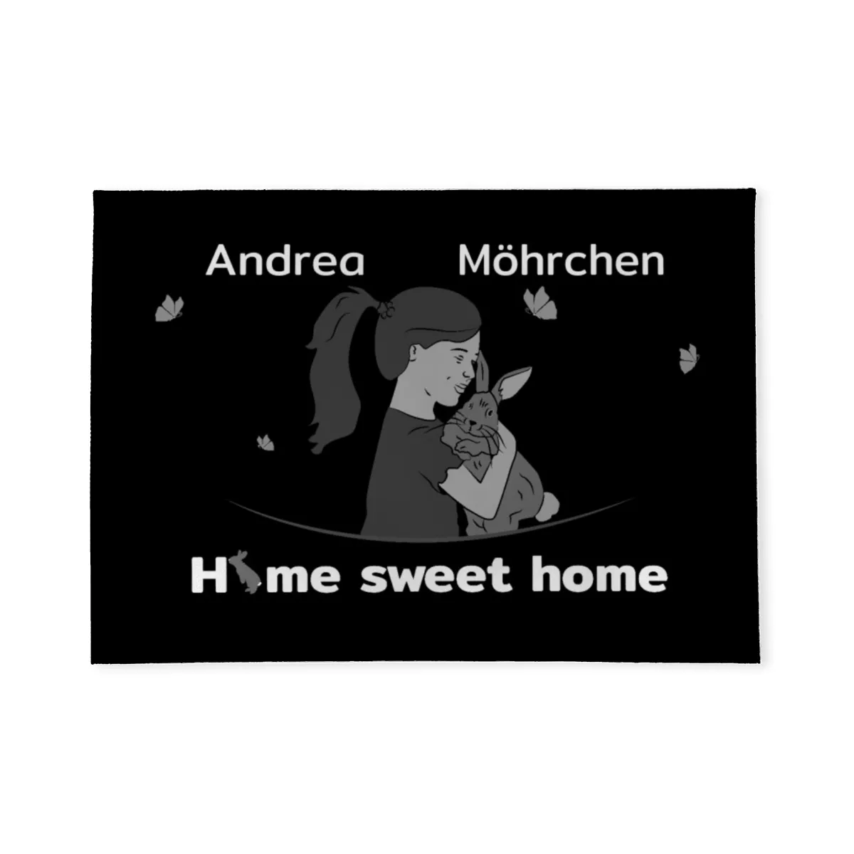 Personalisierte Fußmatte Pärchen mit Hund und Katze schwarz 70 x 50 cm