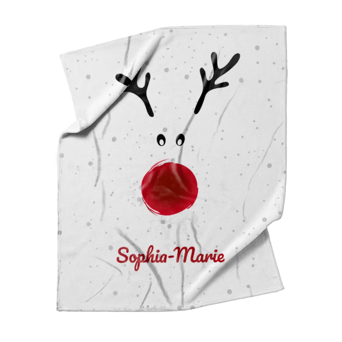 Personalisierte Babydecke Rentiernase - Babydecke mit Namen und Rentiermotiv - Babydecke mit Namen personalisierbar - Geschenkidee Weihnachten Baby Rentiernase 75 x 100 cm