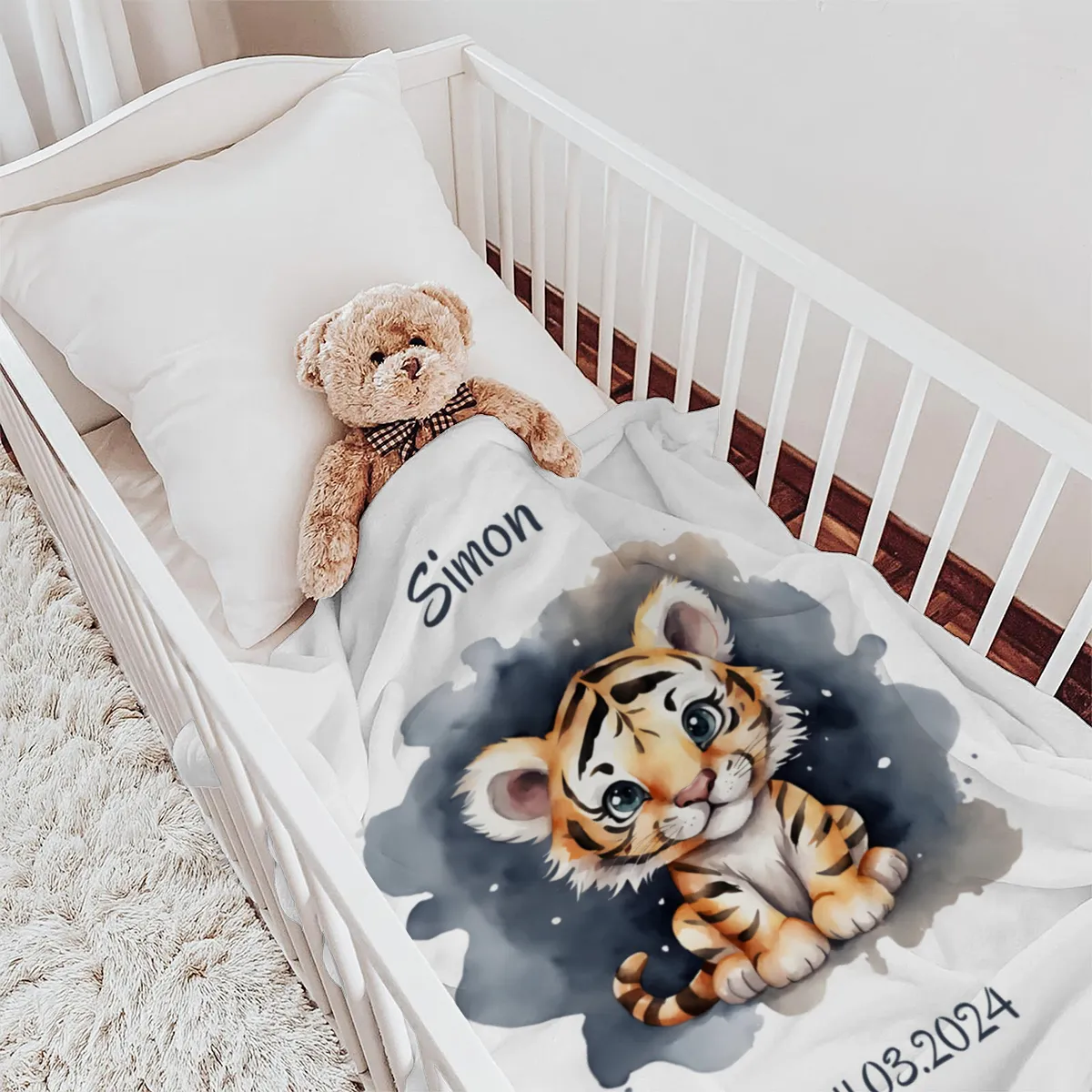 Babydecke Kleiner Tiger personalisierbar mit Namen und Text multi 75 x 100 cm