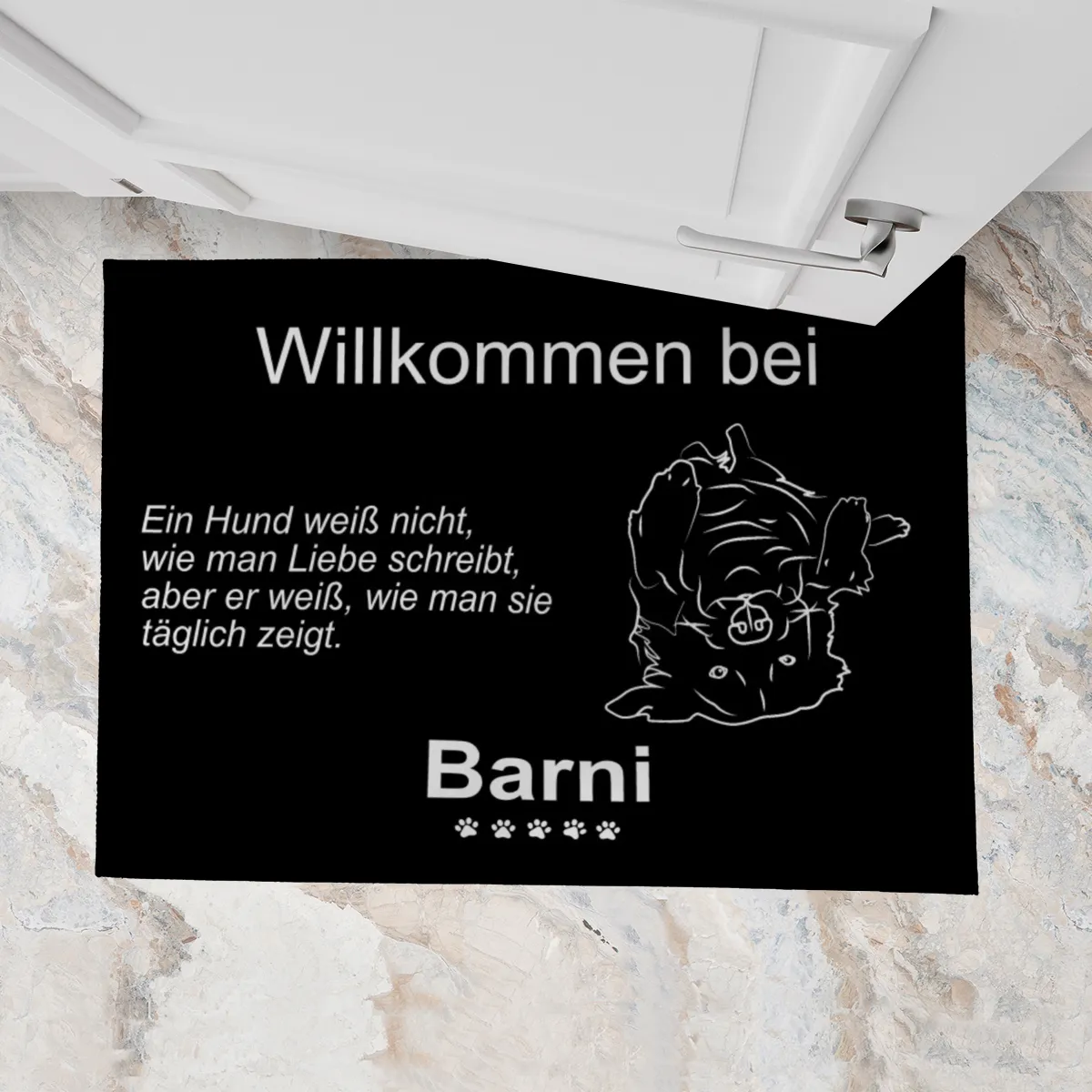 Personalisierte Fußmatte mit Französischer Bulldogge schwarz 70 x 50 cm