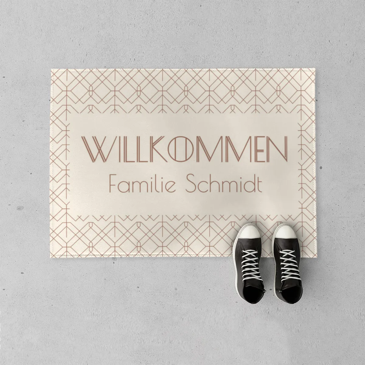 Fußmatte personalisiert Vintage Chic - Geschenkidee für Familie, Paare, zum Einzug - Türvorleger mit Namen bedruckt Vintage Chic 70 x 50 cm