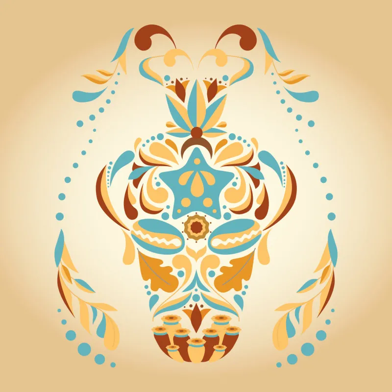 Samtkissen Zodiac Art – Löwe floral