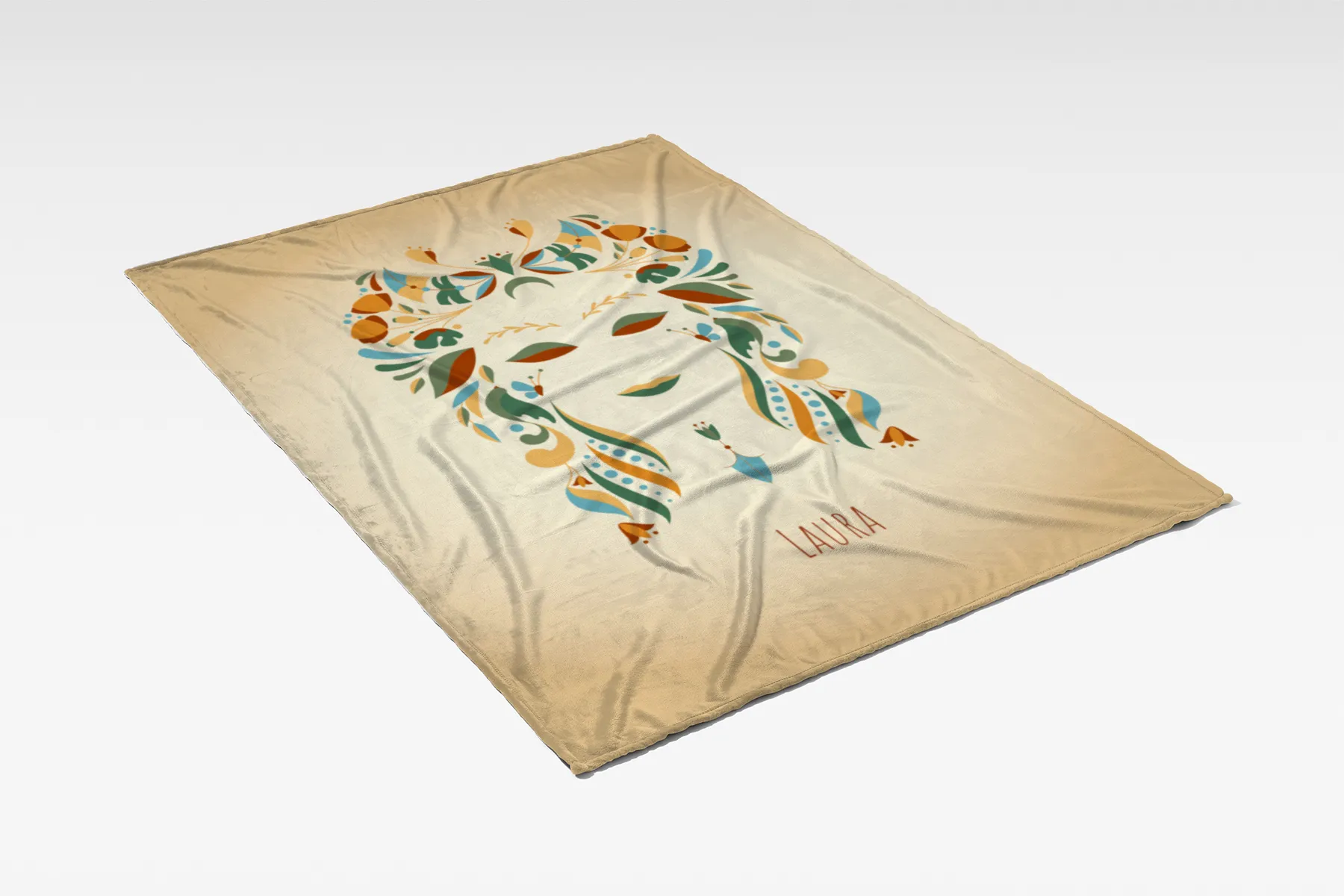 Sternzeichen Wohndecke Wassermann floral mit Namen personalisierbar