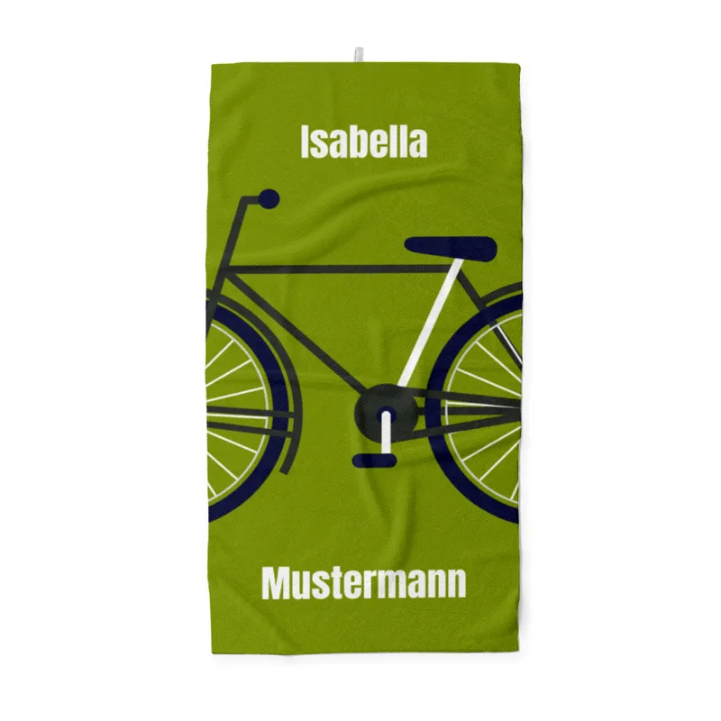 Handtuch Sport - mit Namen personalisierbar - personalisiertes Namens-Handtuch mit Wunschtext - Fahrrad