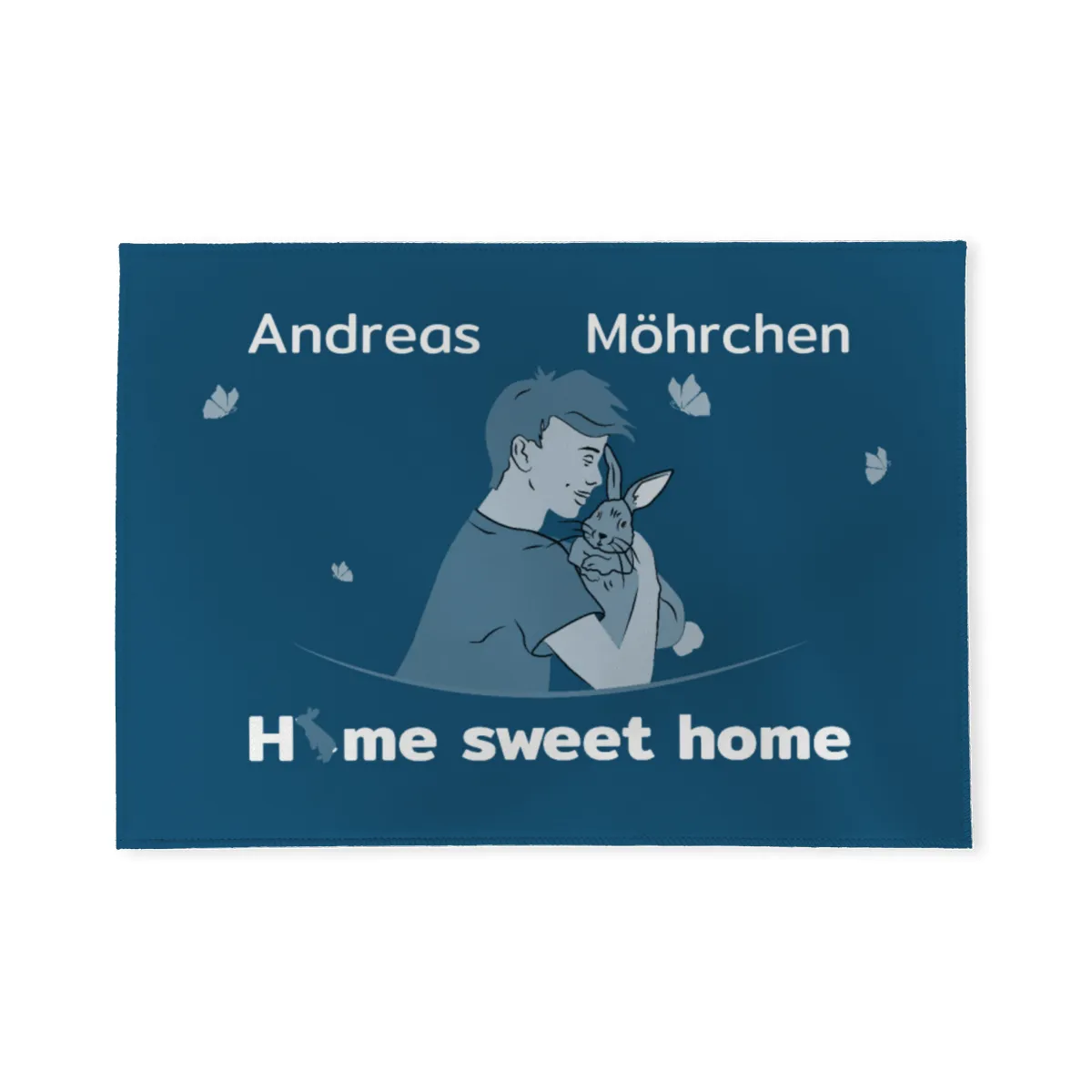 Personalisierte Fußmatte Pärchen mit Hund und Katze schwarz 70 x 50 cm