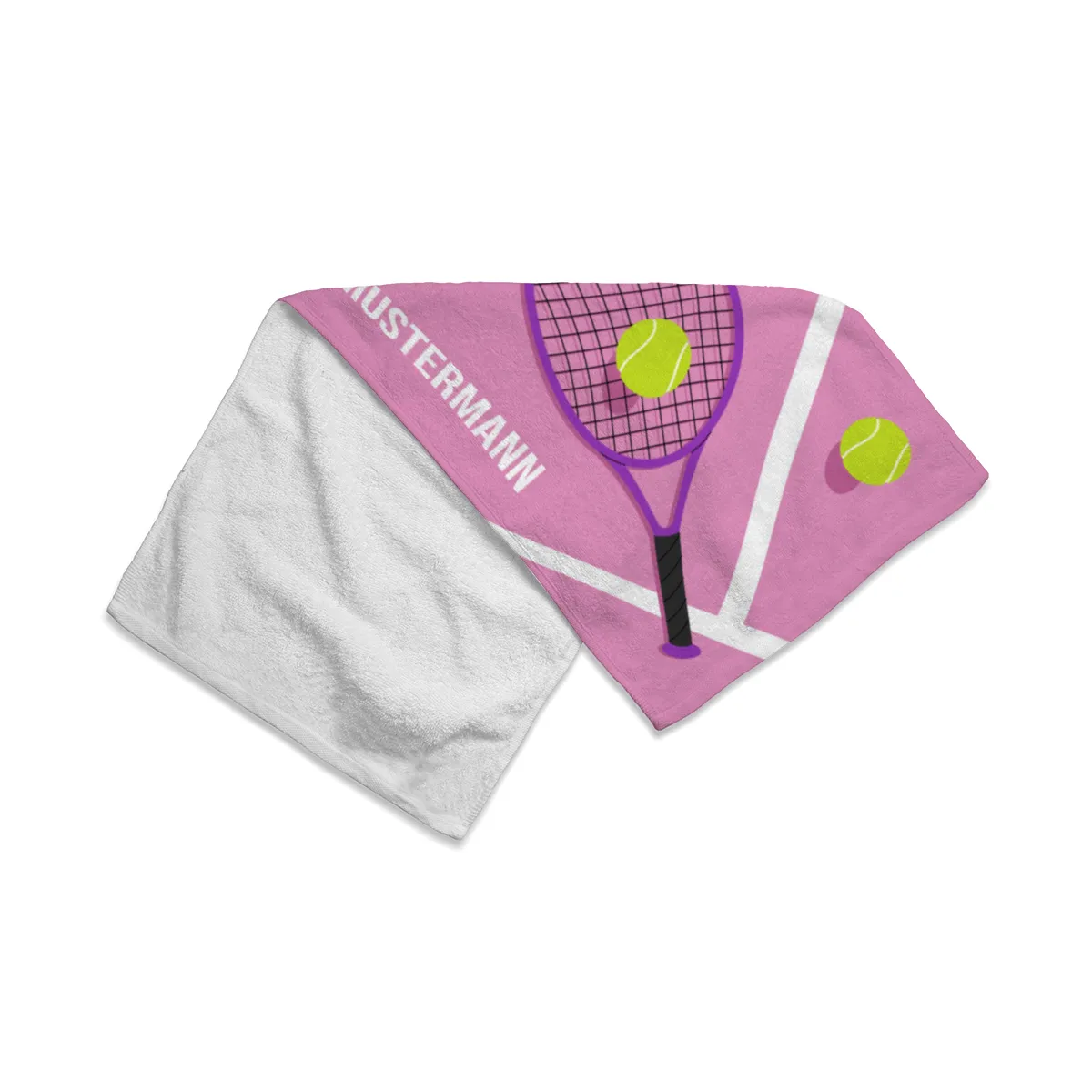 Badetuch Sport - mit Namen personalisierbar - personalisiertes Namens-Badetuch - Strandtuch mit Wunschtext - Tennis orange