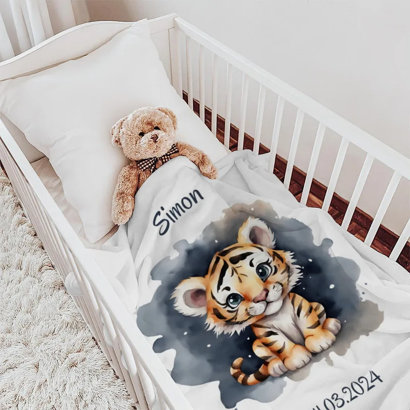 Babydecke Kleiner Tiger personalisierbar mit Namen und Text multi 75 x 100 cm