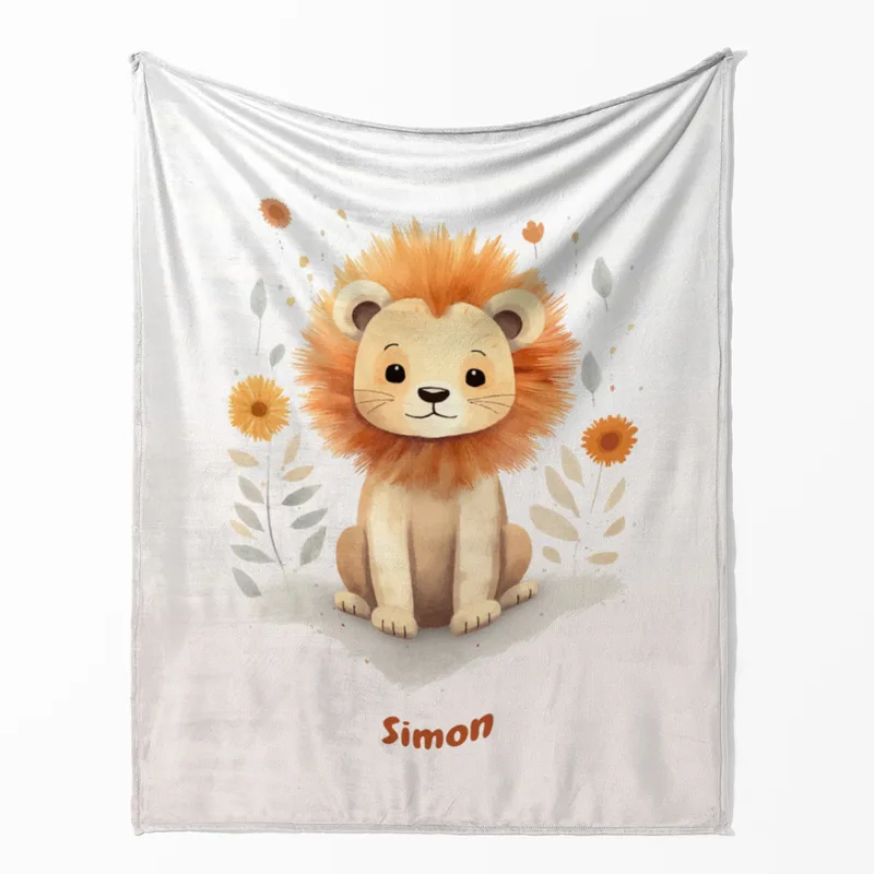 Babydecke - Namensdecke Kleiner Löwe personalisierbar multi 75 x 100 cm