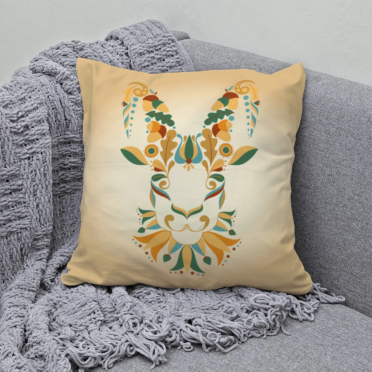 Samtkissen Zodiac Art – Löwe floral