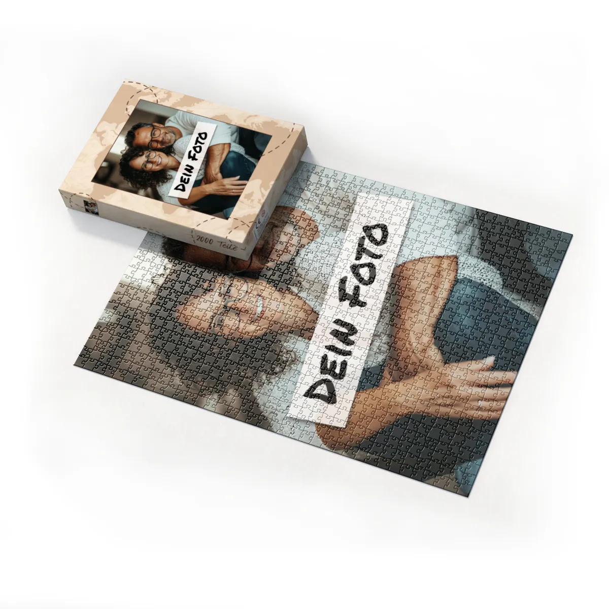 Fotopuzzle mit eigenem Bild - Fotopuzzle selbst gestalten 2000 Teile - Schachtel Weltreise - Puzzle mit Foto personalisiert - Geschenk Geburtstag Weltreise 2000 Teile Quer