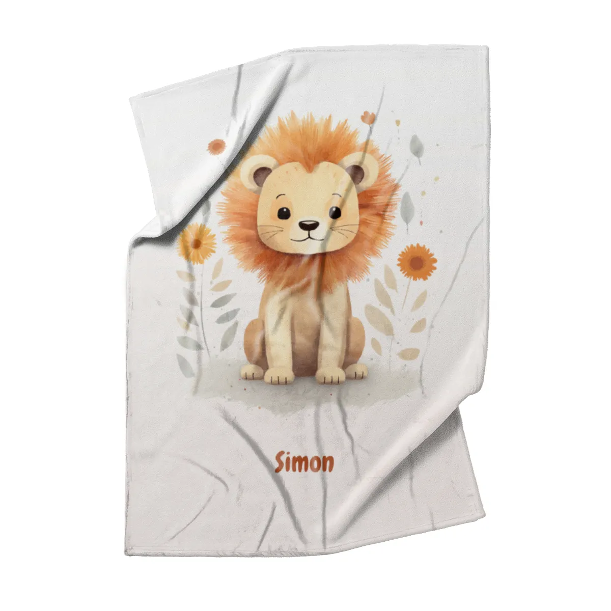 Babydecke - Namensdecke Kleiner Löwe personalisierbar multi 75 x 100 cm