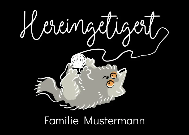 Fußmatte mit Namen personalisierbar - Geschenkidee Einzug, Geburtstag, Richtfest - Fussmatte mit Namen - Motiv Hereingetigert dunkel 70 x 50 cm