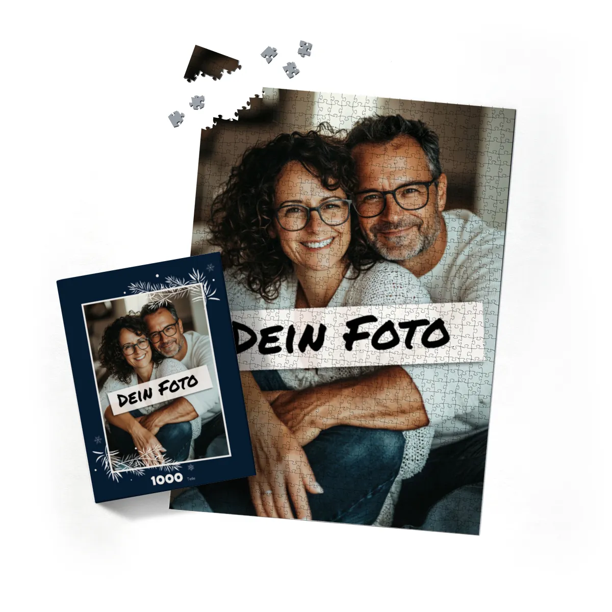 Fotopuzzle mit eigenem Bild - Fotopuzzle selbst gestalten 1000 Teile - Schachtel Weihnachtszweige - 1000 Teile Puzzle mit Foto - Geschenk Weihnachten Weihnachtszweige 1000 Teile Quer