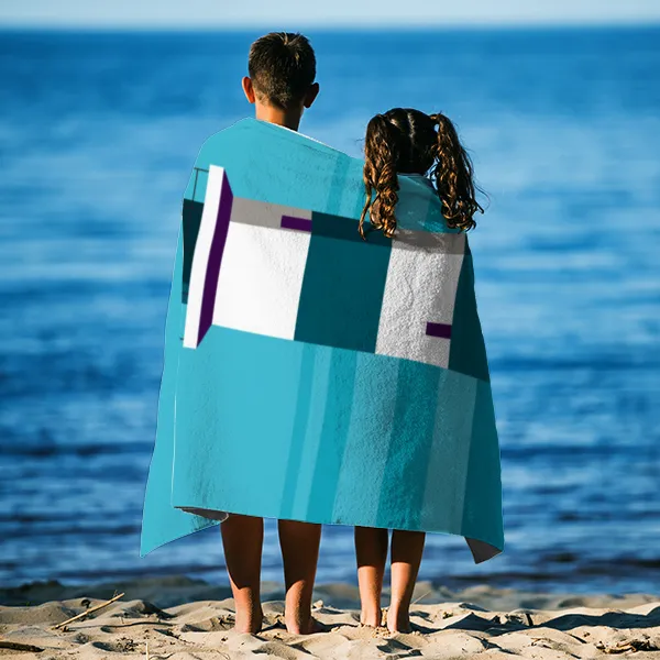 Badetuch Sommer - mit Namen personalisierbar - personalisiertes Namens-Badetuch - Strandtuch mit Wunschtext - Leuchtturm