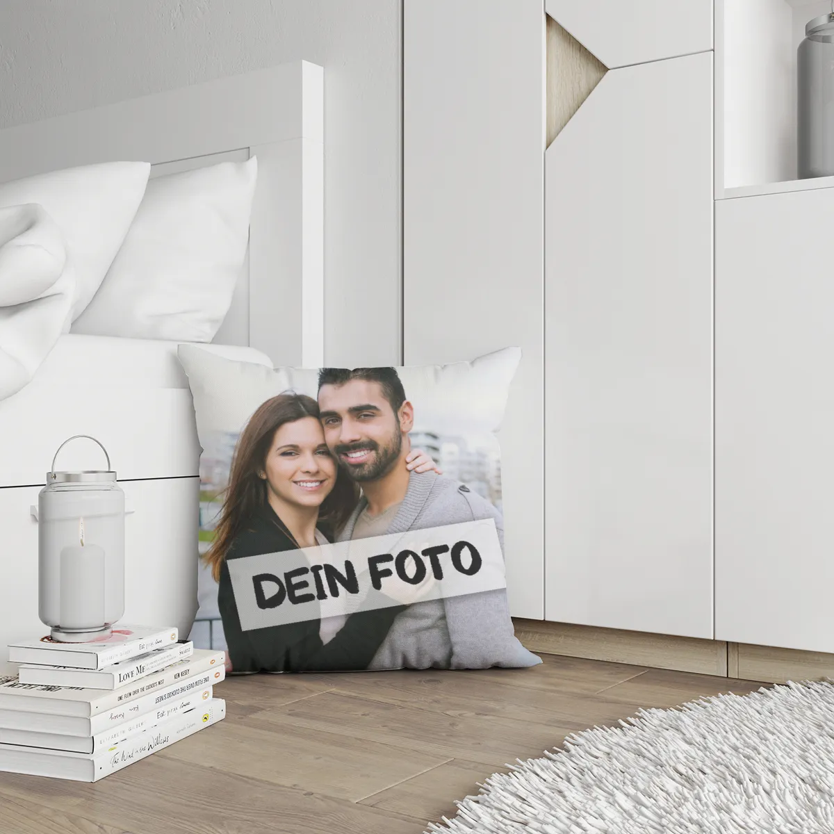Personalisiertes Fotokissen mit je 1 Foto für Vorder- und Rückseite - Samtkissenbezug mit Fotos - Geschenk Valentin, Geburtstag