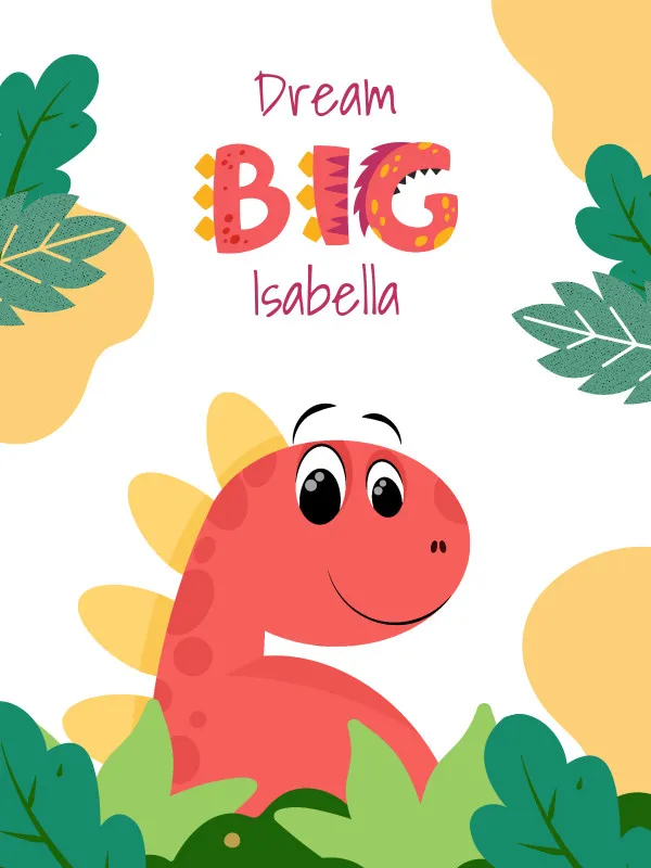 Wohndecke Dream big mit Namen personalisierbar, Kuscheldecke, Namensdecke mit niedlichem Dino, Geschenkidee Geburtstag Motiv Dino rot 140 x 200 cm
