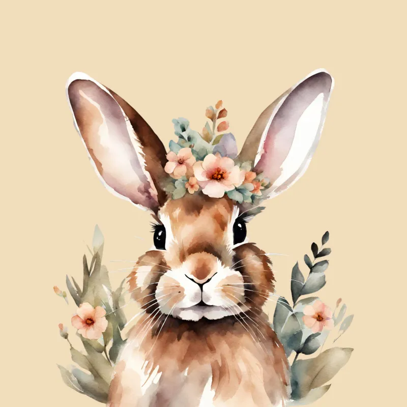 Samtkissenbezug Hase mit Blümchen - Osterdeko
