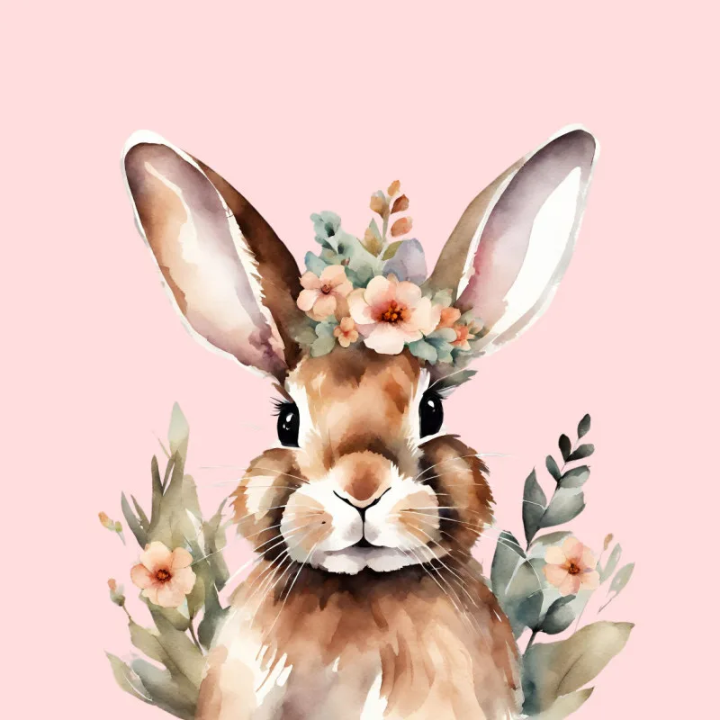Samtkissenbezug Hase mit Blümchen - Osterdeko