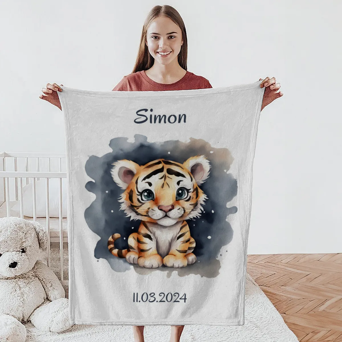 Babydecke Kleiner Tiger personalisierbar mit Namen und Text multi 75 x 100 cm