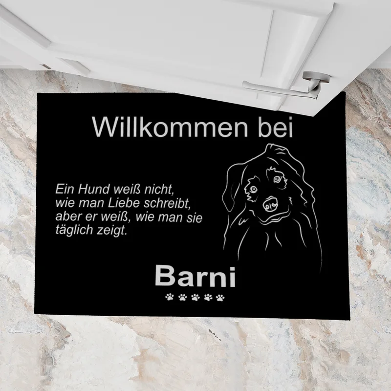 Personalisierte Fußmatte mit Französischer Bulldogge schwarz 70 x 50 cm