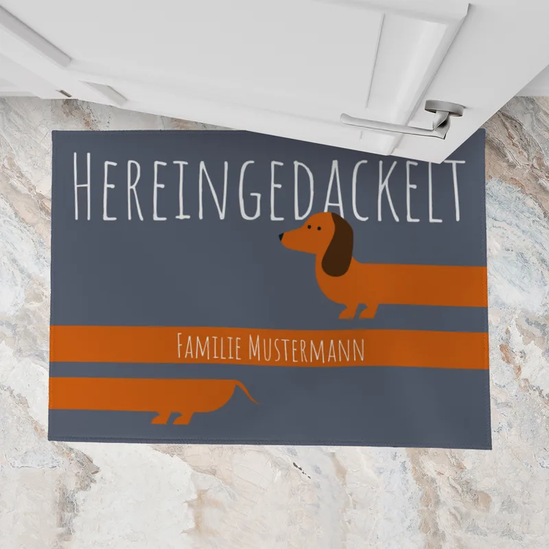 Fußmatte mit Dackel Motiv und Spruch – witzige Schmutzfangmatte für Haustür, rutschfest, waschbar – Geschenk für Hundeliebhaber, Haustier Deko für Eingang Dackel 70 x 50 cm