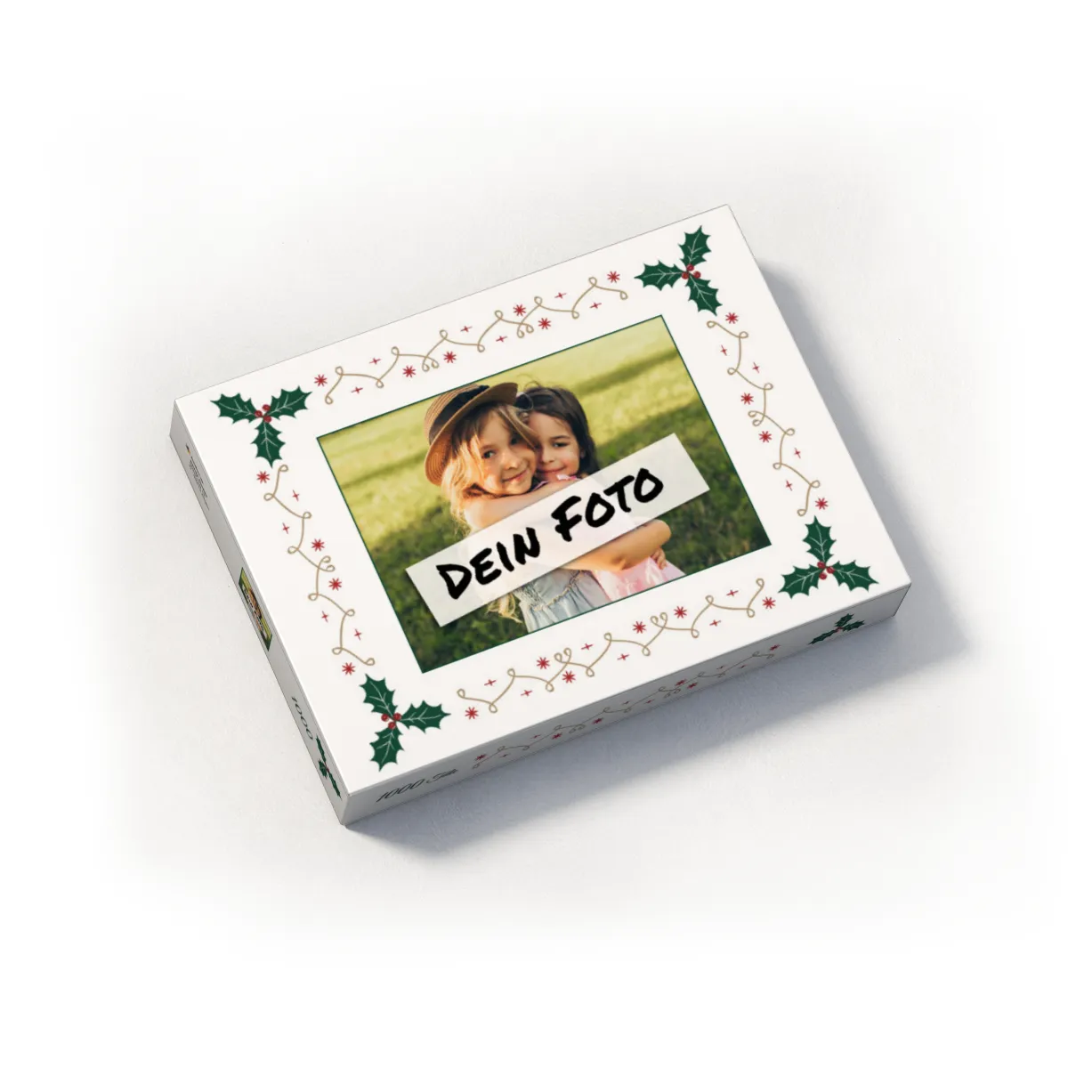 Fotopuzzle mit eigenem Bild - Fotopuzzle selbst gestalten 1000 Teile - Schachtel Weihnachtsbordüre - 1000 Teile Puzzle mit Foto - Geschenk Weihnachten Xmas2 1000 Teile Quer