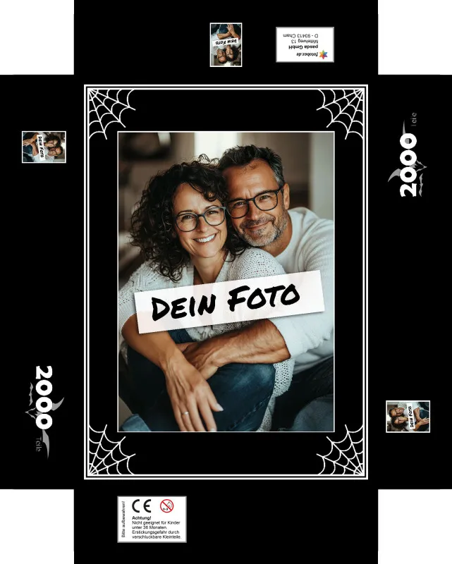 Fotopuzzle mit eigenem Bild - Puzzle selbst gestalten 1000 Teile - Schachtel im Spinnendesign - mit Foto personalisiert - Geschenk Geburtstag - Halloween 1000 Teile Quer