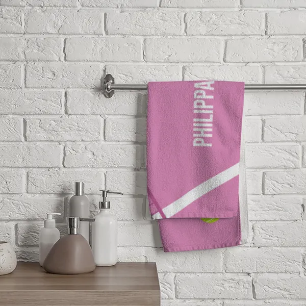 Badetuch Sport - mit Namen personalisierbar - personalisiertes Namens-Badetuch - Strandtuch mit Wunschtext - Tennis orange